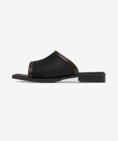 Black open cheap toe slides