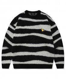 ANGEL STRIPE MOHAIR KNIT BLACK