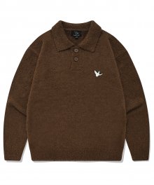 ANGEL HALF BUTTON DOWN KNIT BROWN