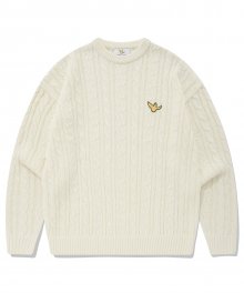 ANGEL WAPPEN CREW NECK CABLE KNIT IVORY