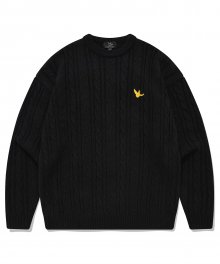 ANGEL WAPPEN CREW NECK CABLE KNIT BLACK