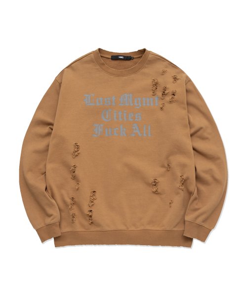 ★2022FW新作★LMC★DISTRESSED EDGE F ALL SWEATSHIRT 엘엠씨(LMC) LMC DISTRESSED EDGE F ALL SWEATSHIRT camel