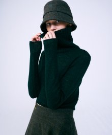 MOHAIR BLENDED CROPPED TURTLE NECK_DARKGREEN