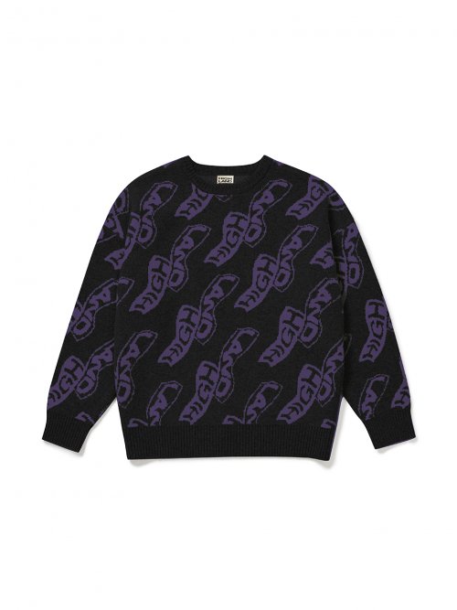 Jacquard Knit Pullover Black