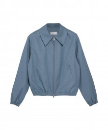 Big-Collar Zip Jacket Blue