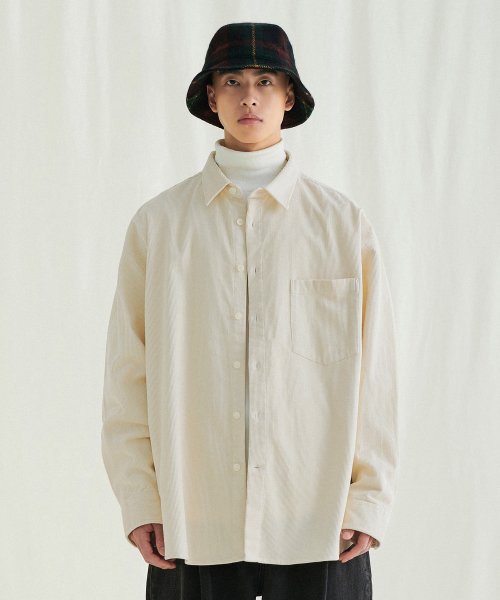 MUSINSA | MELANGE MASTER Loose-fit Corduroy Shirt [Cream]