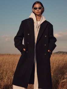 WOOL TERRY LONG COAT BLACK