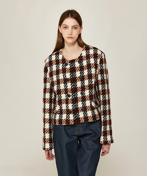 Collarless Tweed Jacket