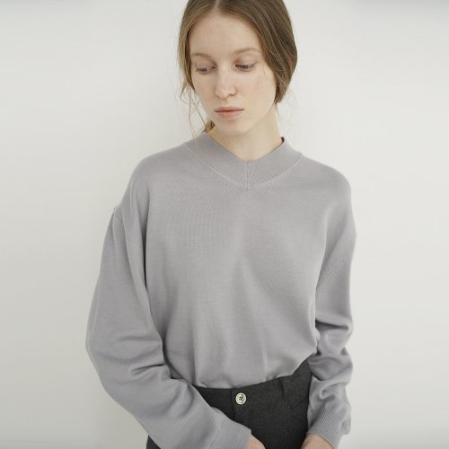 PAGIE V NECK KNIT TOP (GREY)