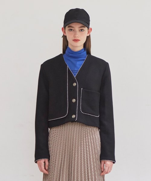 [LINE] Pipping No-collar Jacket
