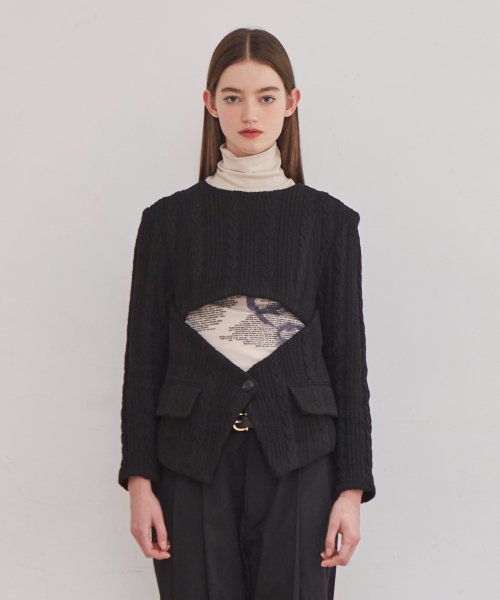 [LINE] Cable Slit Knit Top