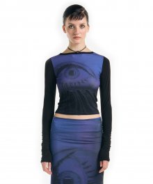 Pupil Mesh Shirring Top Blue