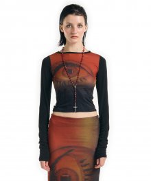 Pupil Mesh Shirring Top Orange