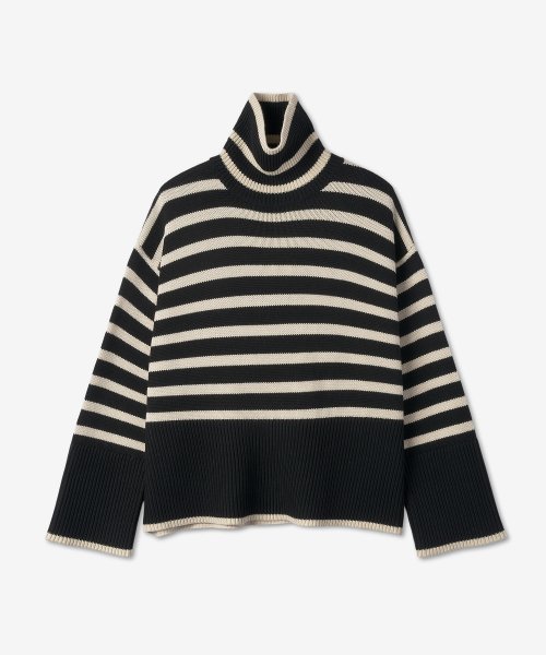 Black and white striped hotsell mock neck