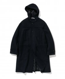 22fw wool hooded coat navy