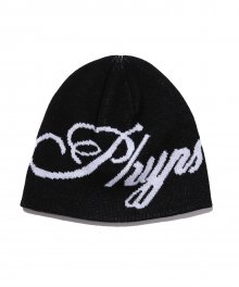 JACQUARD CURSIVE LOGO SHORT BEANIE BLACK