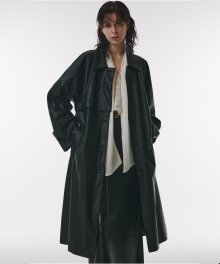 FAUX Leather Trench Coat in Black
