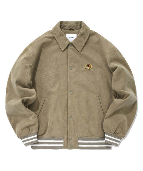 Вельветовый бомбер Preppy Varsity Beige