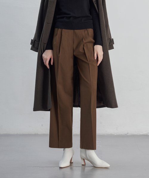 Signature Wool Semi Wide Slacks (Brown)