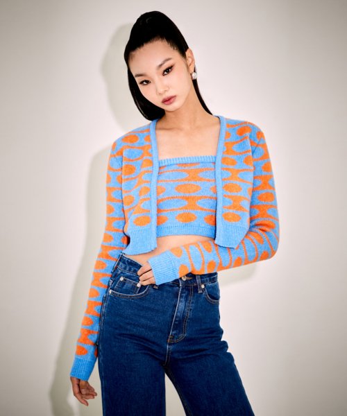 SIGNATURE COLOR BLOCK ARTWORK CARDIGAN_T226OT803