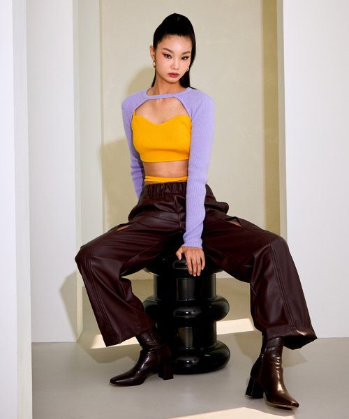 OPEN SLIT LEATHER PANTS_T226BT710