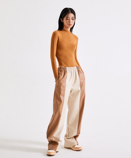 STAY READY LEATHER CONTRAST PANTS_T226BT703