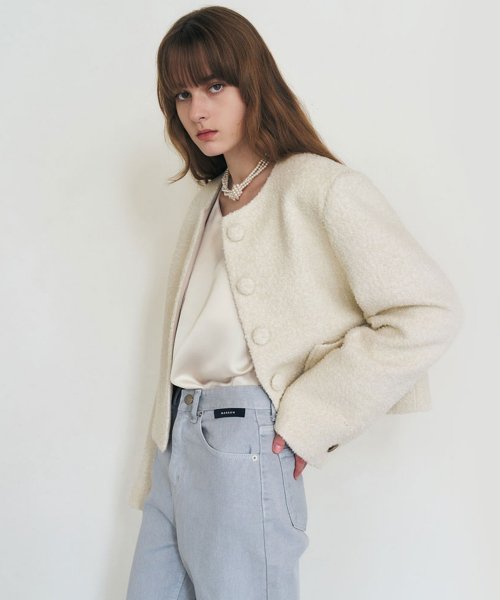 Antique Cream Boucle Wool Blazer
