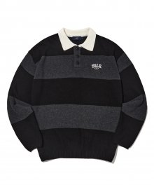 SMALL 2 TONE ARCH RUGBY KNIT CHARCOAL
