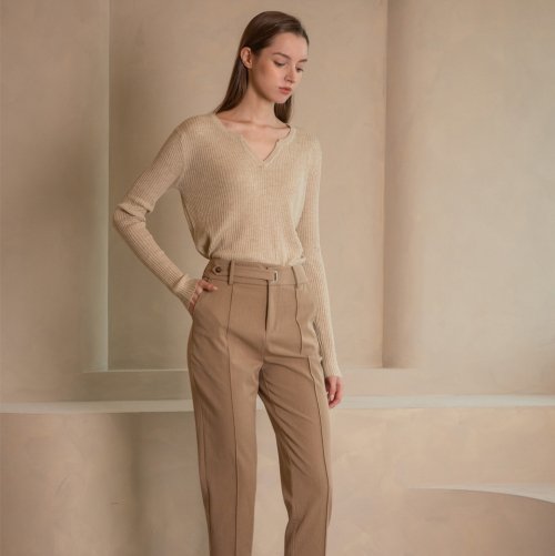 WED Belted straight trousers_brown
