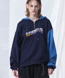 EMBROIDERY KNIT MIXED HOODIE - NY