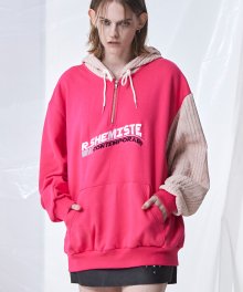 EMBROIDERY KNIT MIXED HOODIE - PK