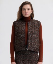 PATTERN QUILTED VEST - BROWN