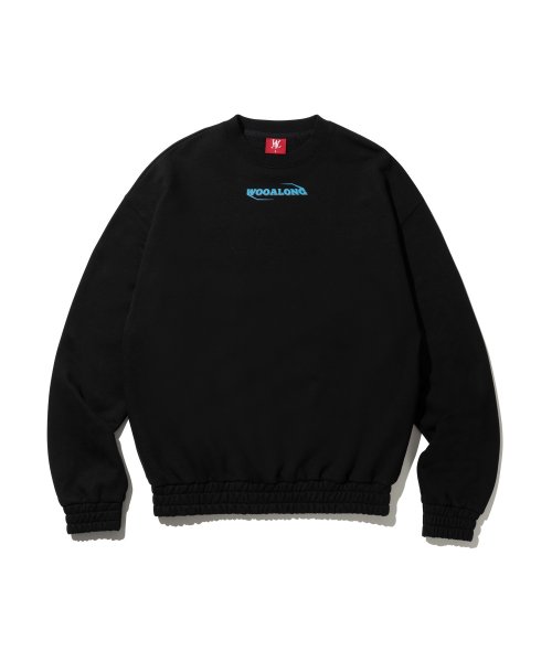 ★韓国の人気★【WOOALONG】★Sharp logo banding sweatshir.t★ 우알롱(WOOALONG) Sharp logo banding sweatshirt - BLACK
