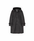 Wool over fit hood single coat - CHARCOAL