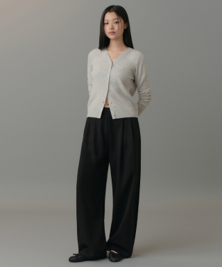 MUSINSA STANDARD WOMAN ウィメンズ ダブルニットツータック ワイドラウンジスウェットパンツ [ブラック] 画像 1