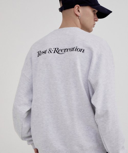 MUSINSA | REST&RECREATION RR LOGO OVERSIZE SWEATSHIRT - LIGHT GRAY