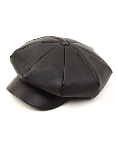 Black leather sales newsboy cap