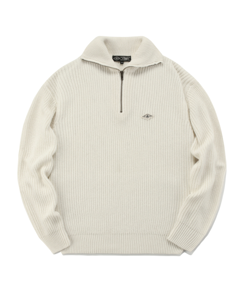 Свитер 1754 CROWN OVERFIT HALF ZIP-UP Cream