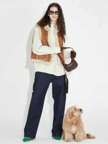 SUEDE MOUTON VEST BROWN