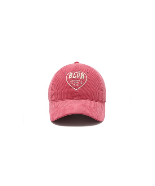 MUSINSA | BLUR HEART EMBROIDERED CORDUROY CAP - PINK