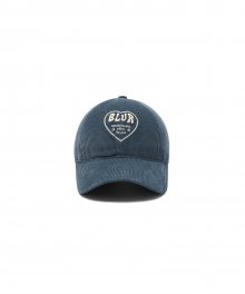 HEART EMBROIDERED CORDUROY CAP - BLUE