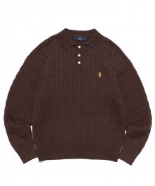 COTTON HERITAGE UNIVERSITY DAN PK CABLE KNIT BROWN