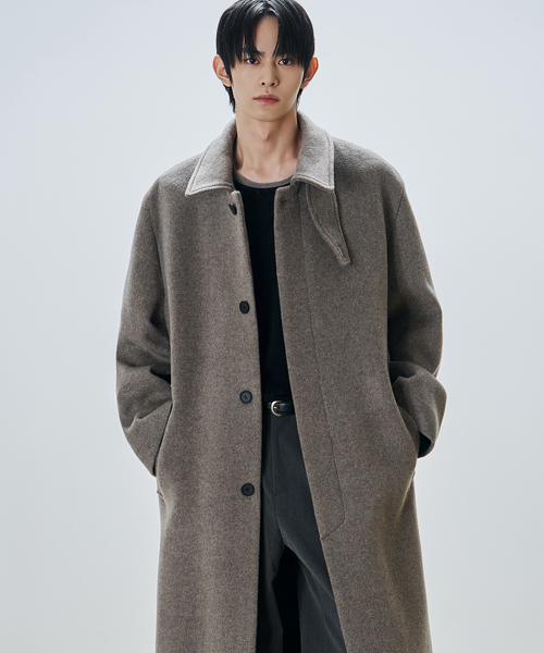 드로우핏 프리미어 퓨어 울 발마칸 코트 [MELANGE TAUPE]