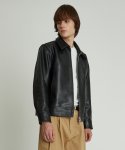 앤드로스(ANDROS) Double Pocket Cow Leather Jacket (Black)