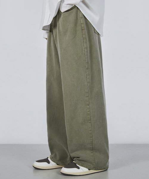 MUSINSA | GLW Easy wide pigDyed pants khaki