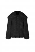 MOON FUR COAT black