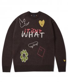 WT GRAPHIC JACQUARD KNIT BROWN