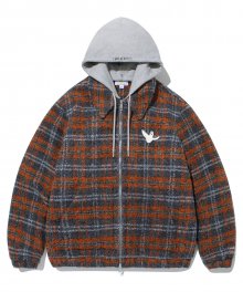 ANGEL HOODED DETACHABLE WOOL JACKET ORANGE