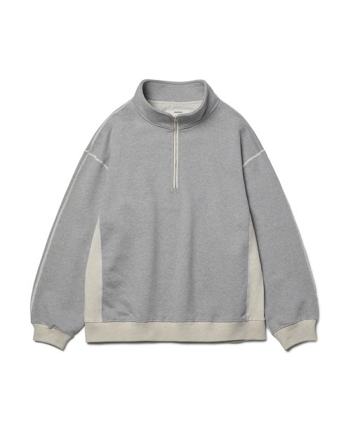 Shoulder Split Half Zip Sweatshirts Melange Blend
