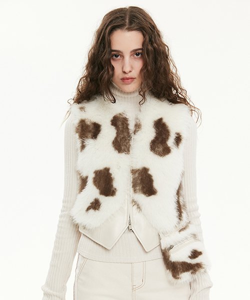 Ivory faux fur vest sale